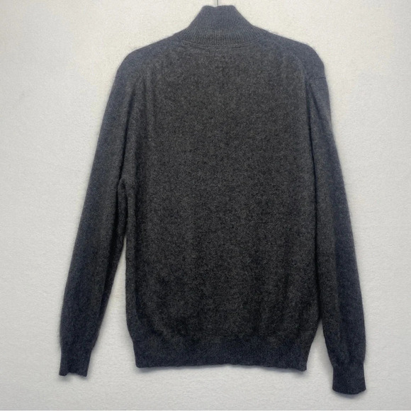 ALAN FLUSSER 100% Pure Cashmere 1/4 Zip Pullover Sweater Gray L - Picture 2 of 5